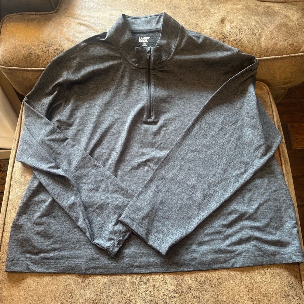 Lands' End Charcoal Quarter-Zip Sweatshirt